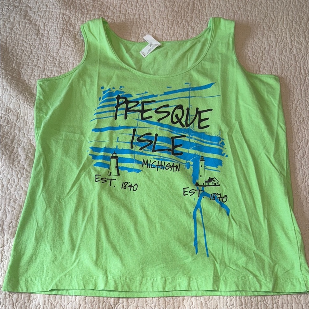 Gildan Green and Blue Graphic Tank Top